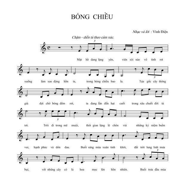 Sheet nhạc Bóng Chiều